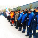 Участники конкурса - а в этом году их 70 человек - на построении перед началом конкурса